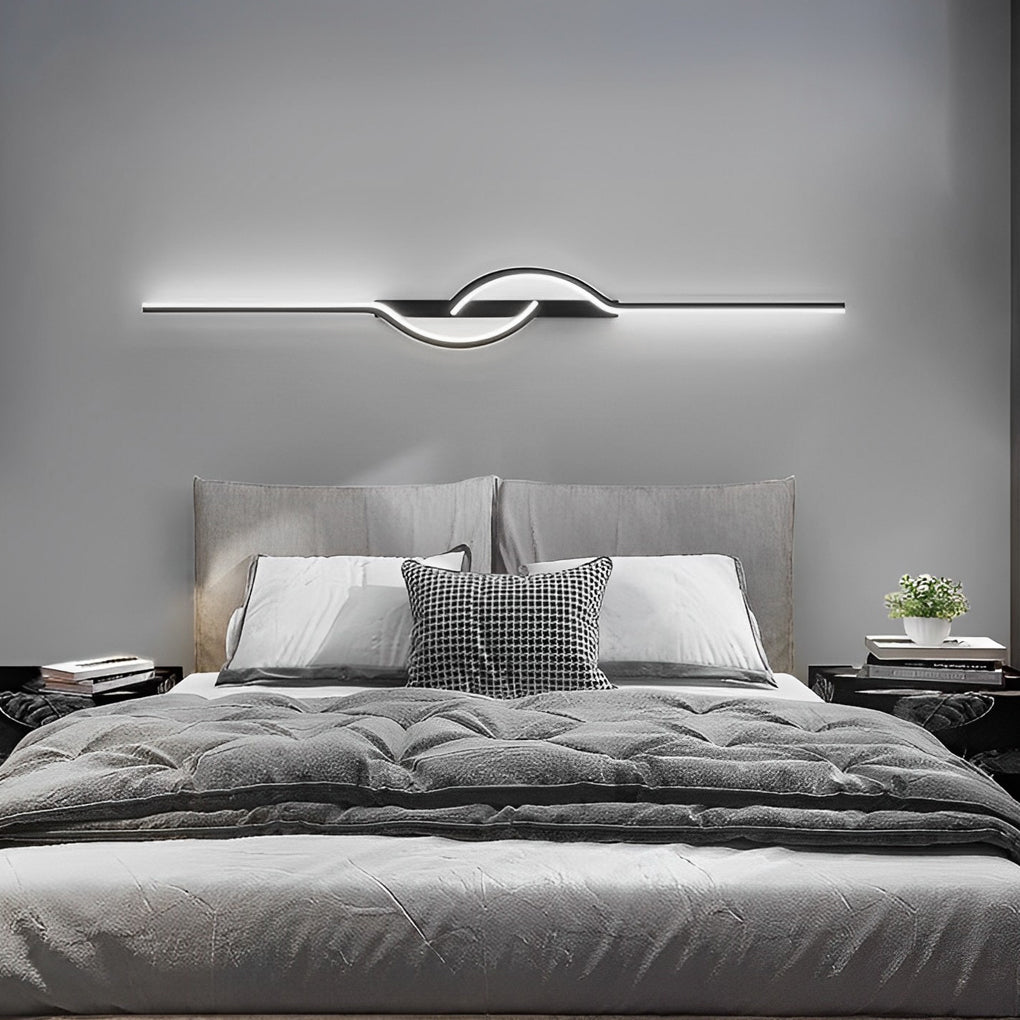 Moderne lineare Wandleuchte zur Wandmontage, schwarzes Aluminium, LED-Licht mit dimmbarem Silikonschirm | ribuella