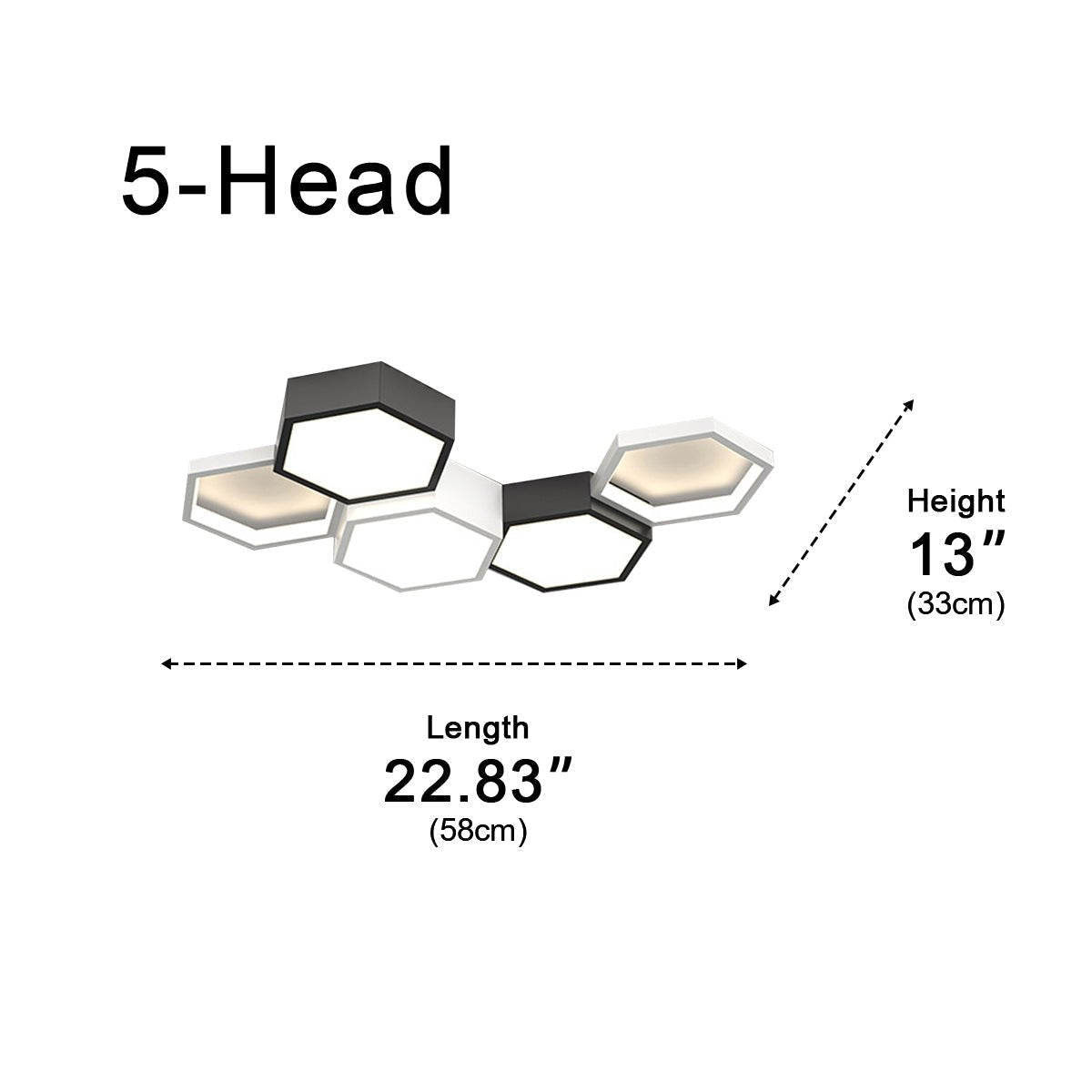 Modern Minimalist Indoor Ceiling Light Hexagon Design LED Adjustable Dimming Iron Acrylic | ribuella