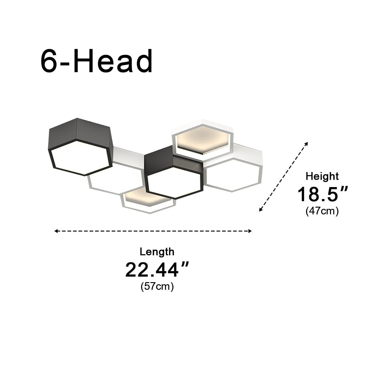 Modern Minimalist Indoor Ceiling Light Hexagon Design LED Adjustable Dimming Iron Acrylic | ribuella