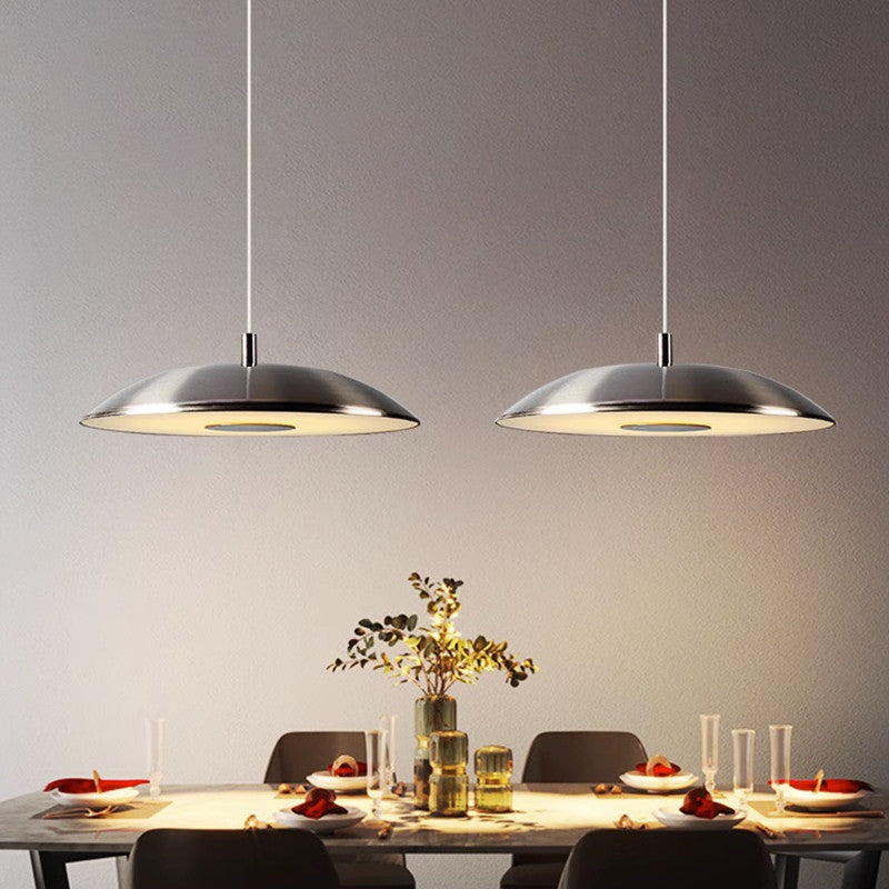 Nowoczesna nordycka lampa wisząca LED, żelazne wykończenie w kolorze niklu