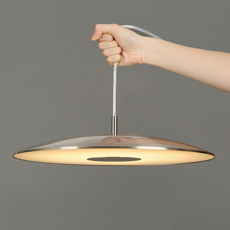 Nowoczesna nordycka lampa wisząca LED, żelazne wykończenie w kolorze niklu