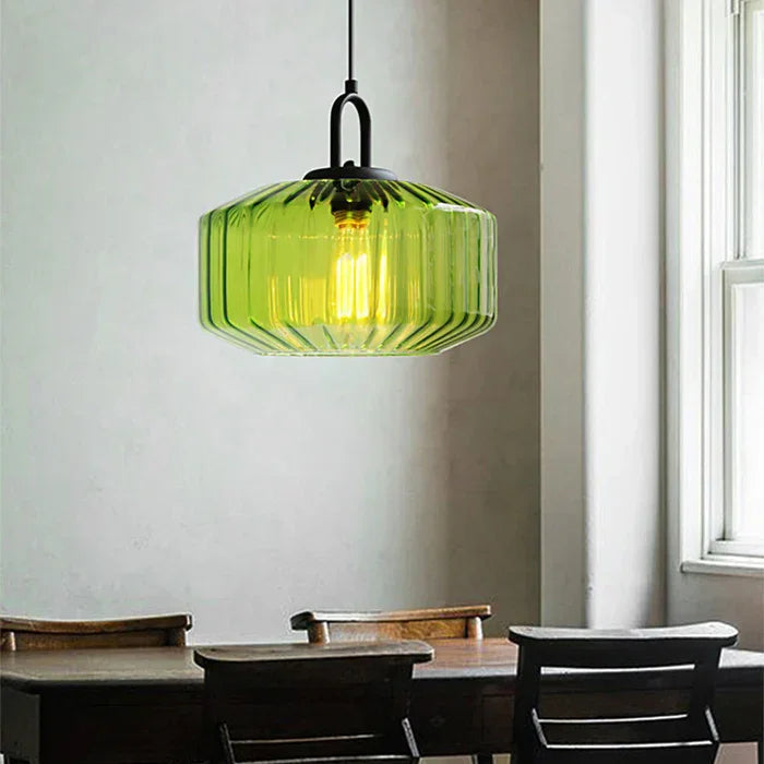 Modern Nordic Pendant Light Adjustable Hanging Glass Shade Iron Construction E27 Compatible | ribuella