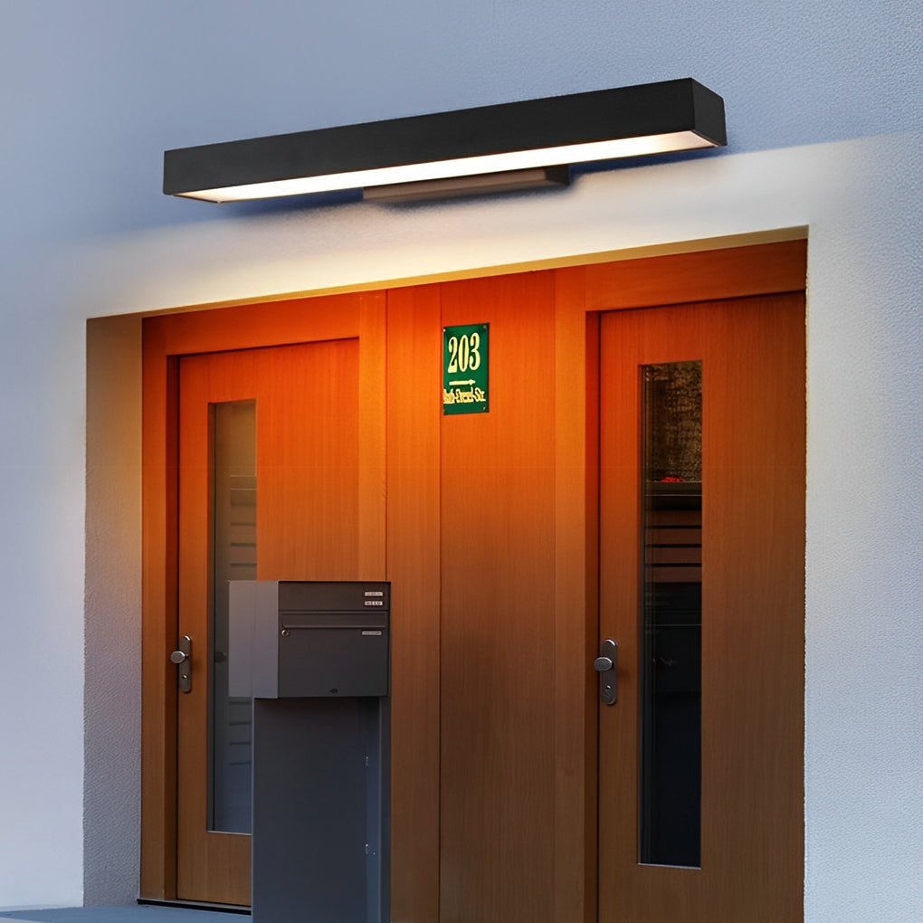 Moderne Außenwandleuchte mit LED-Bewegungsmelder, wandmontiert, schwarz, aus Edelstahl, rechteckig, 4000 K, IP65 | ribuella