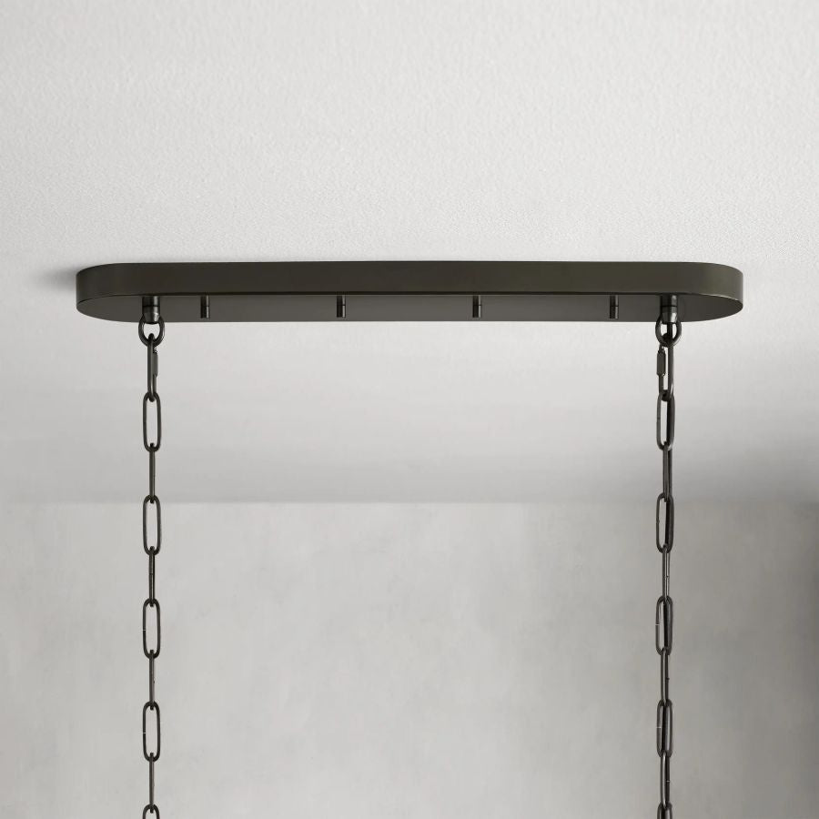 Modern Oval Chandelier Light Adjustable Hanging Steel Glass Fixture with 5 or 12 Bulb Options | ribuella