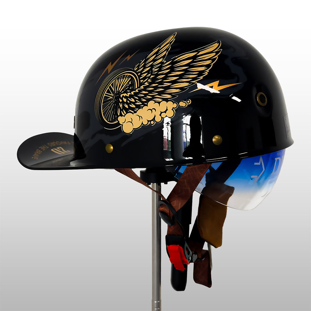 Casco da moto vintage - visiera parasole integrata, profilo aerodinamico