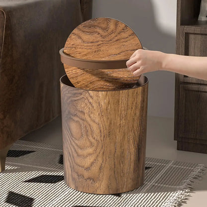Trash Bin with Swing Lid - Wood Look - Quiet and Hygienic | ribuella
