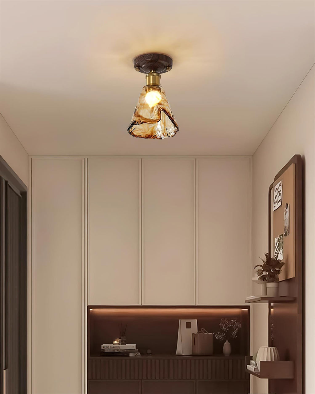 Velimo Amber Glass Flush Mount Light For Wall Or Ceiling Mounting