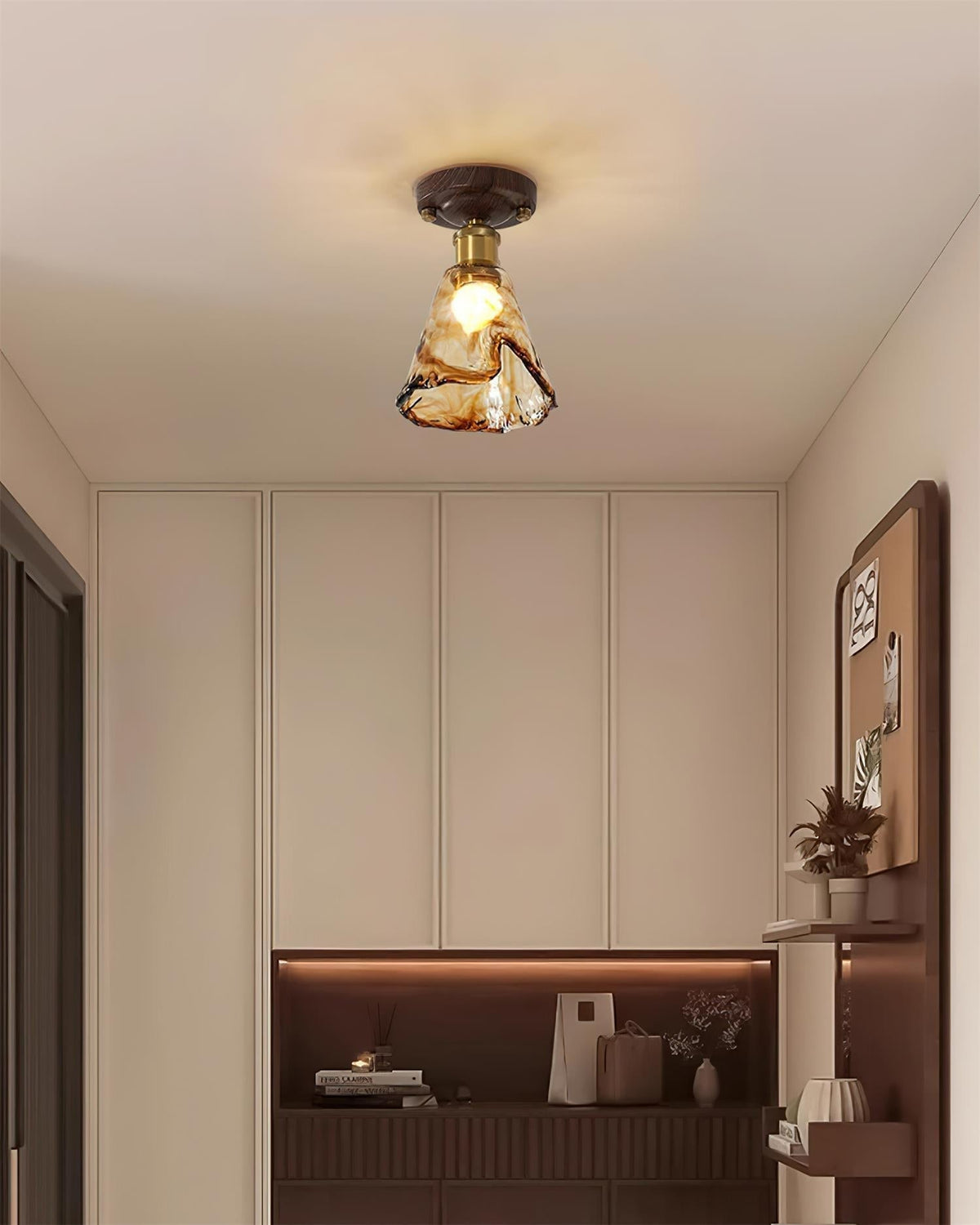 Velimo Amber Glass Flush Mount Light For Wall Or Ceiling Mounting