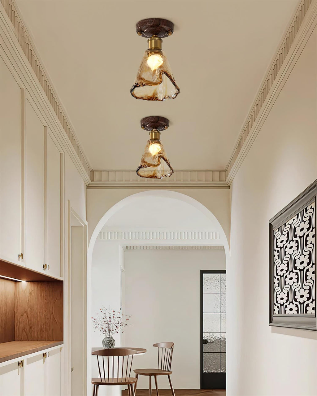 Velimo Amber Glass Flush Mount Light For Wall Or Ceiling Mounting