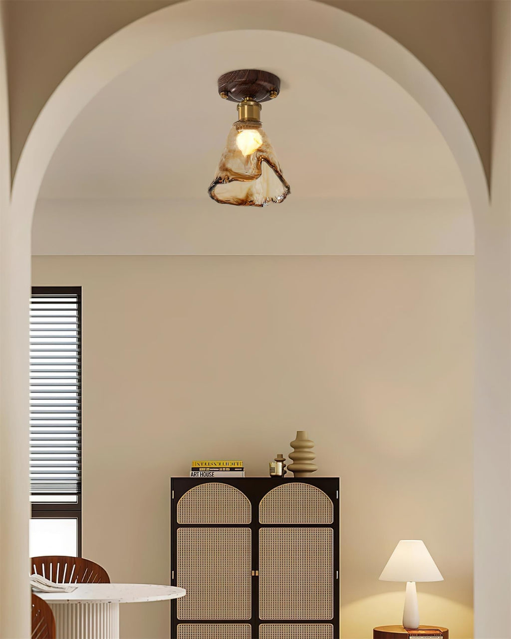 Velimo Amber Glass Flush Mount Light For Wall Or Ceiling Mounting