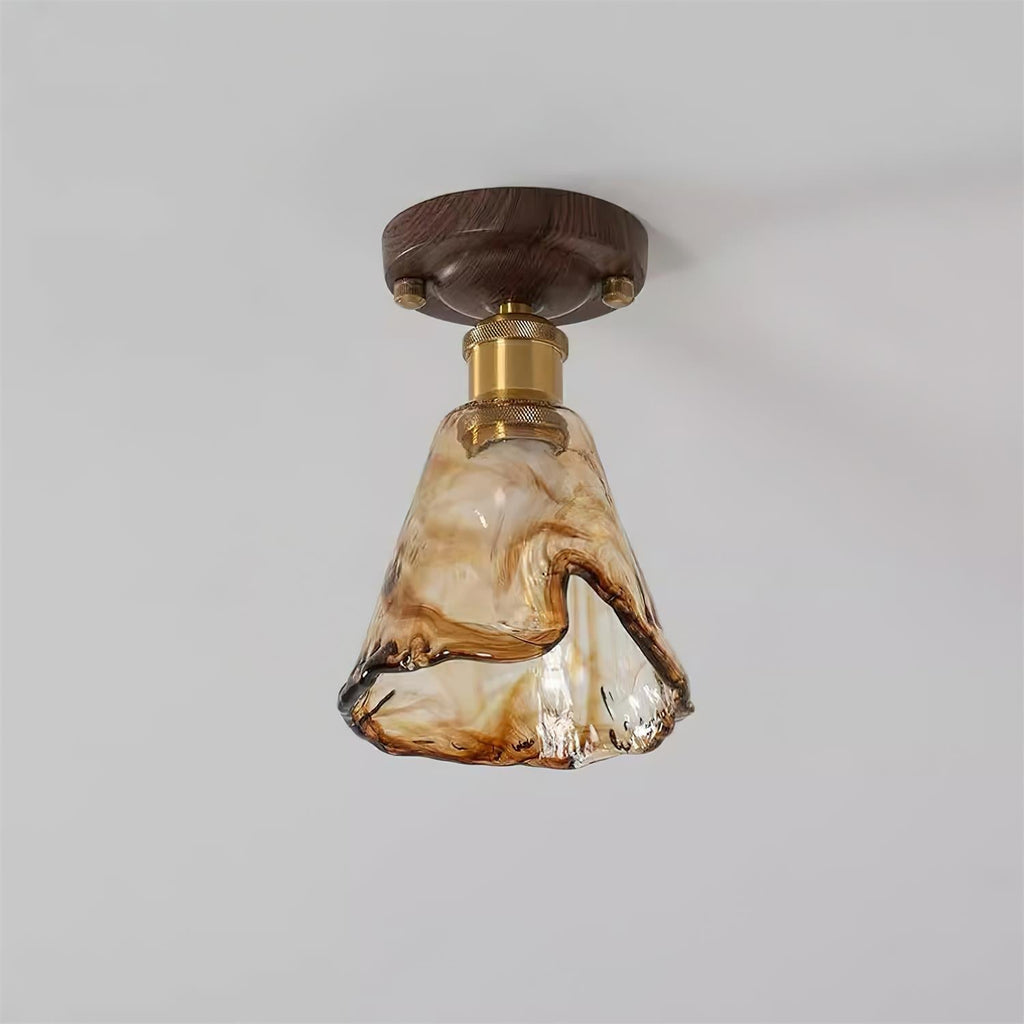 Velimo Amber Glass Flush Mount Light For Wall Or Ceiling Mounting