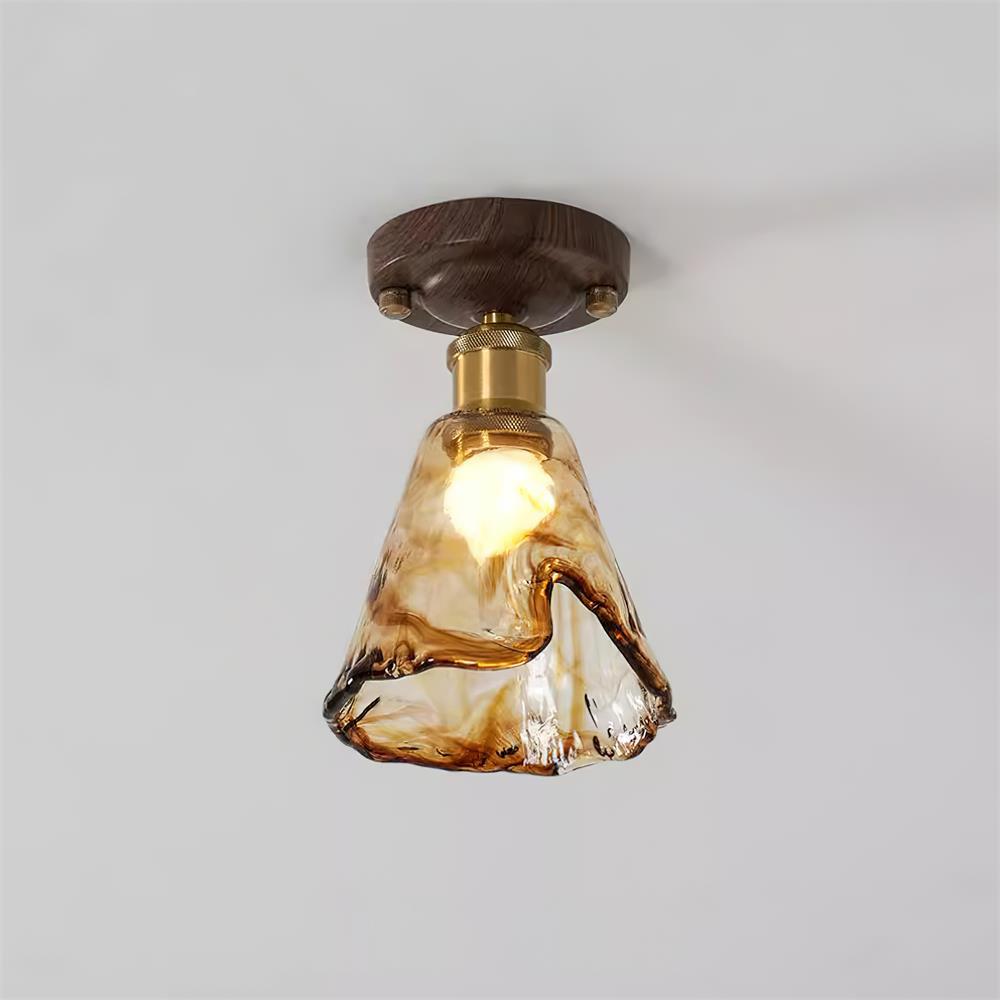 Velimo Amber Glass Flush Mount Light For Wall Or Ceiling Mounting