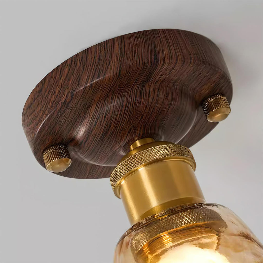 Velimo Amber Glass Flush Mount Light For Wall Or Ceiling Mounting