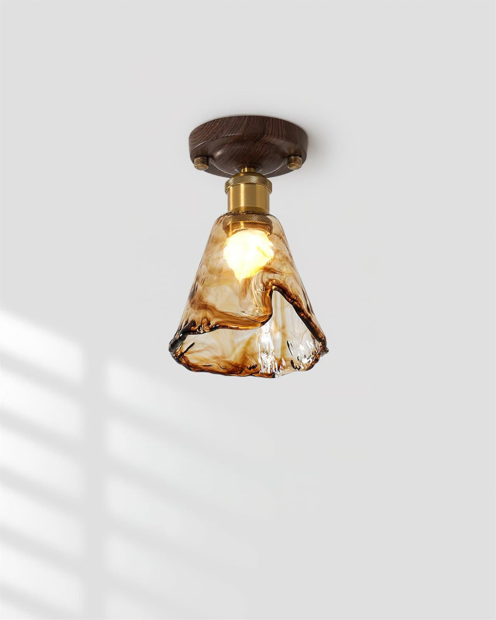 Velimo Amber Glass Flush Mount Light For Wall Or Ceiling Mounting