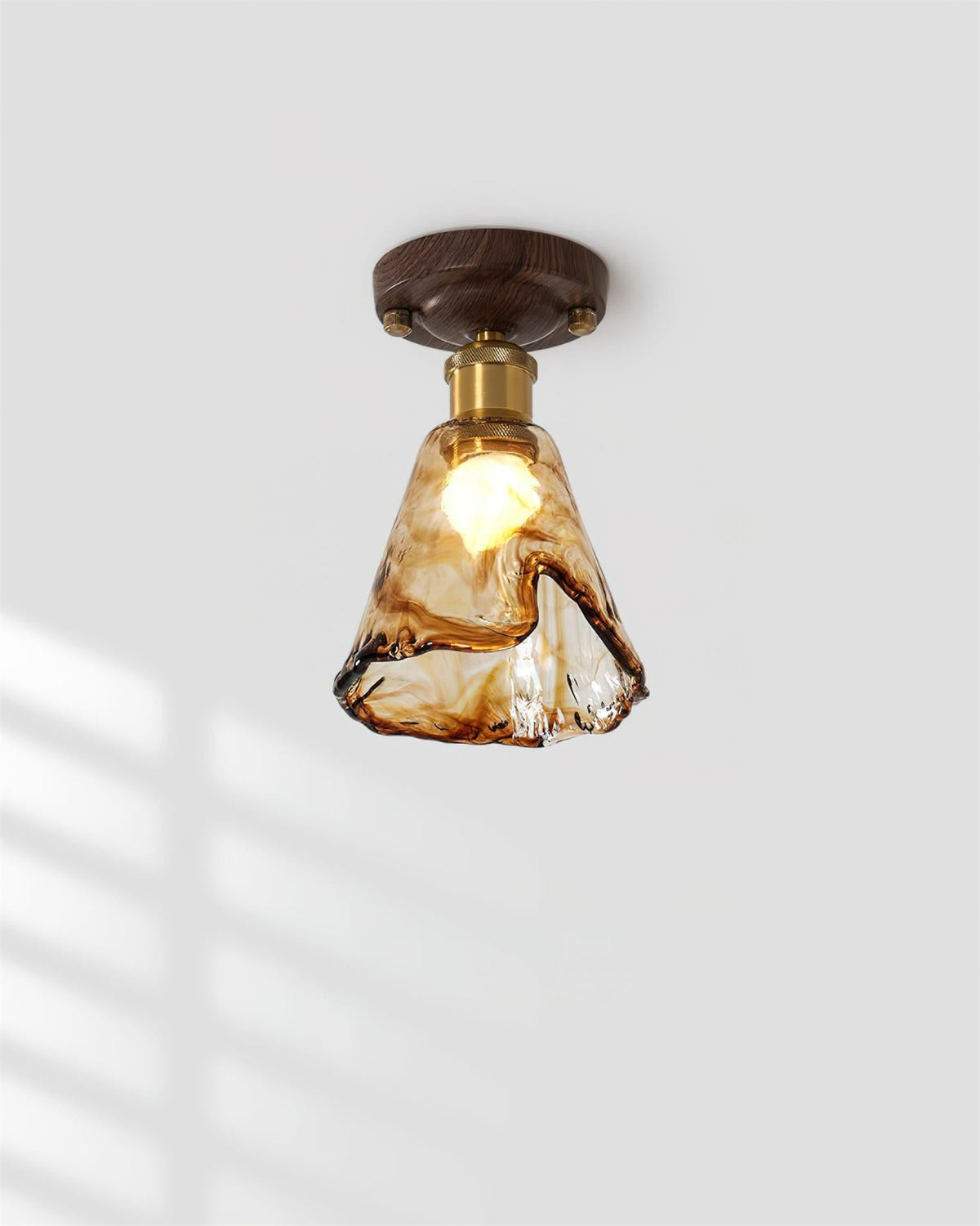 Velimo Amber Glass Flush Mount Light For Wall Or Ceiling Mounting