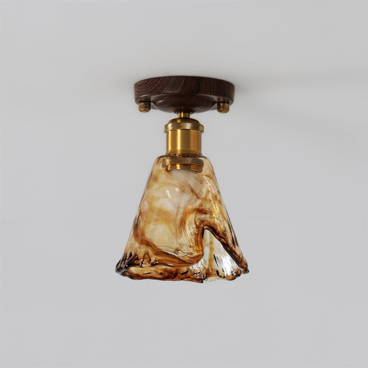 Velimo Amber Glass Flush Mount Light For Wall Or Ceiling Mounting