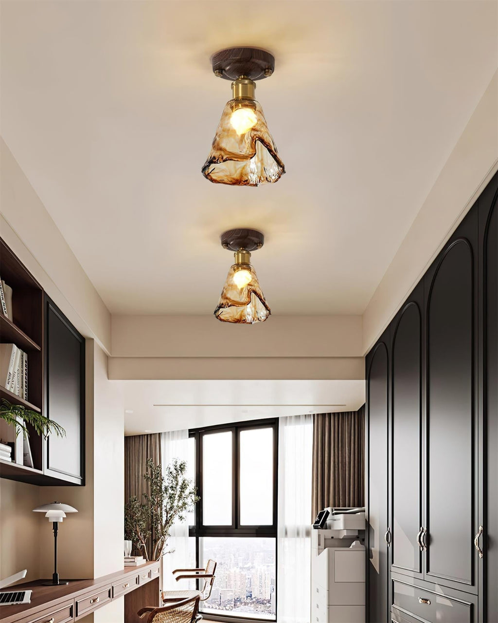 Velimo Amber Glass Flush Mount Light For Wall Or Ceiling Mounting
