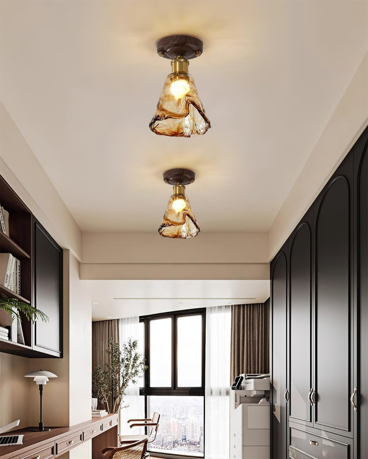 Velimo Amber Glass Flush Mount Light For Wall Or Ceiling Mounting