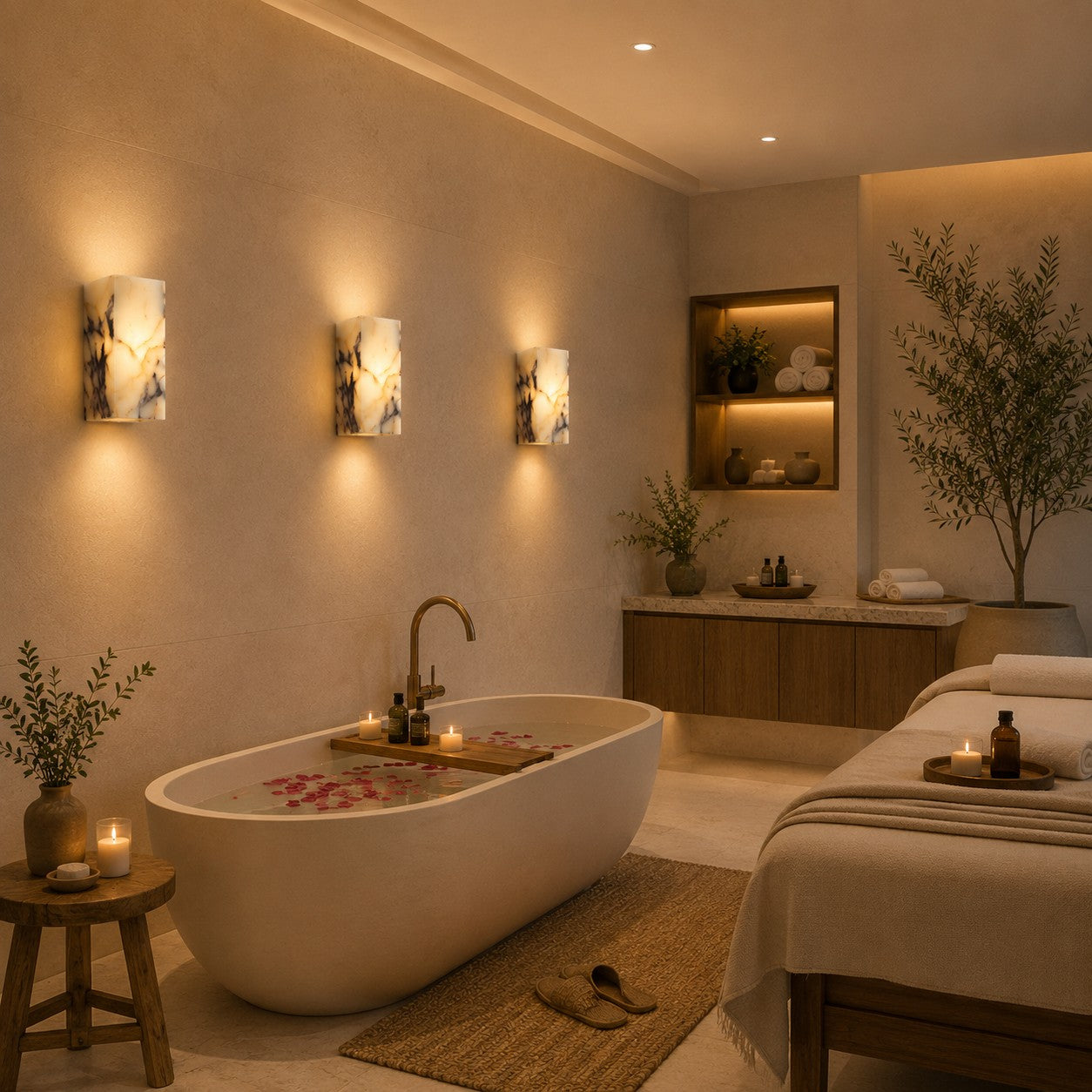 Applique murale minimaliste naturelle étanche en pierre, luminaire LED mural pour intérieur et extérieur | ribuella