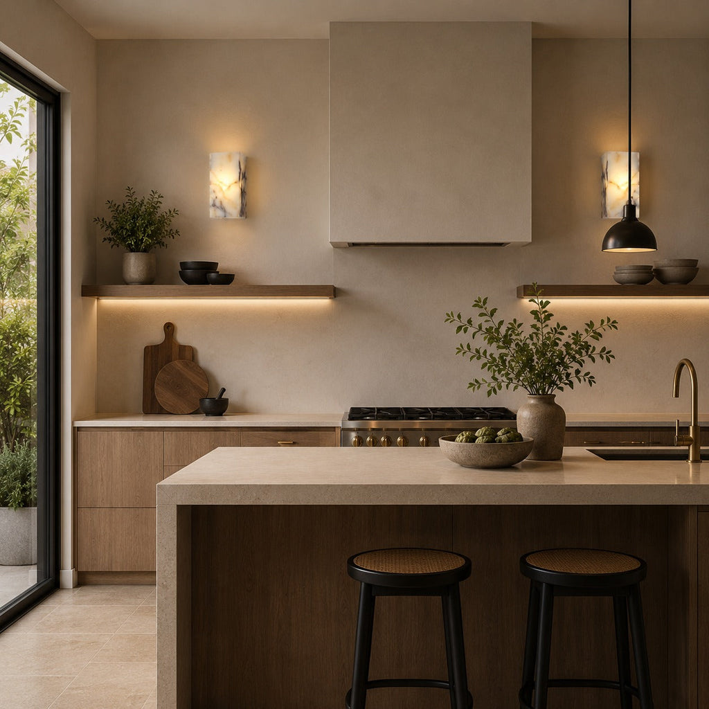 Applique murale minimaliste naturelle étanche en pierre, luminaire LED mural pour intérieur et extérieur | ribuella