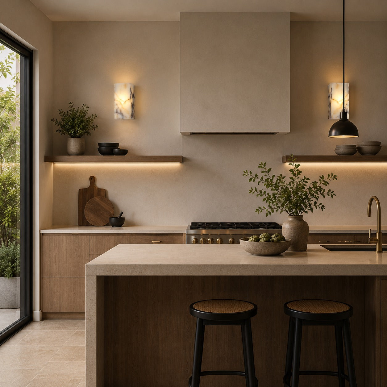 Applique murale minimaliste naturelle étanche en pierre, luminaire LED mural pour intérieur et extérieur | ribuella