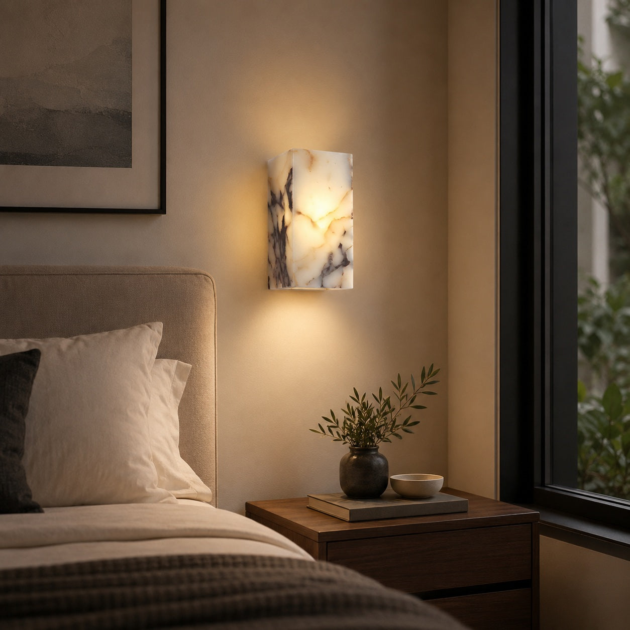 Applique murale minimaliste naturelle étanche en pierre, luminaire LED mural pour intérieur et extérieur | ribuella
