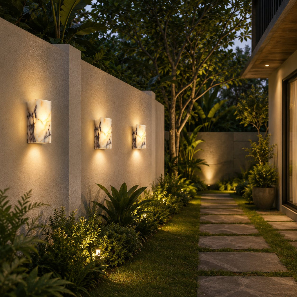 Applique murale minimaliste naturelle étanche en pierre, luminaire LED mural pour intérieur et extérieur | ribuella