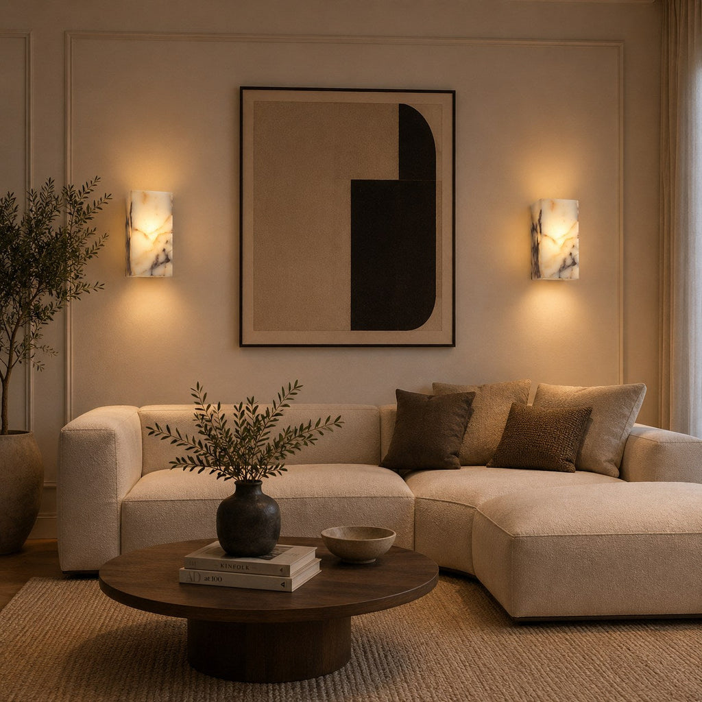 Applique murale minimaliste naturelle étanche en pierre, luminaire LED mural pour intérieur et extérieur | ribuella