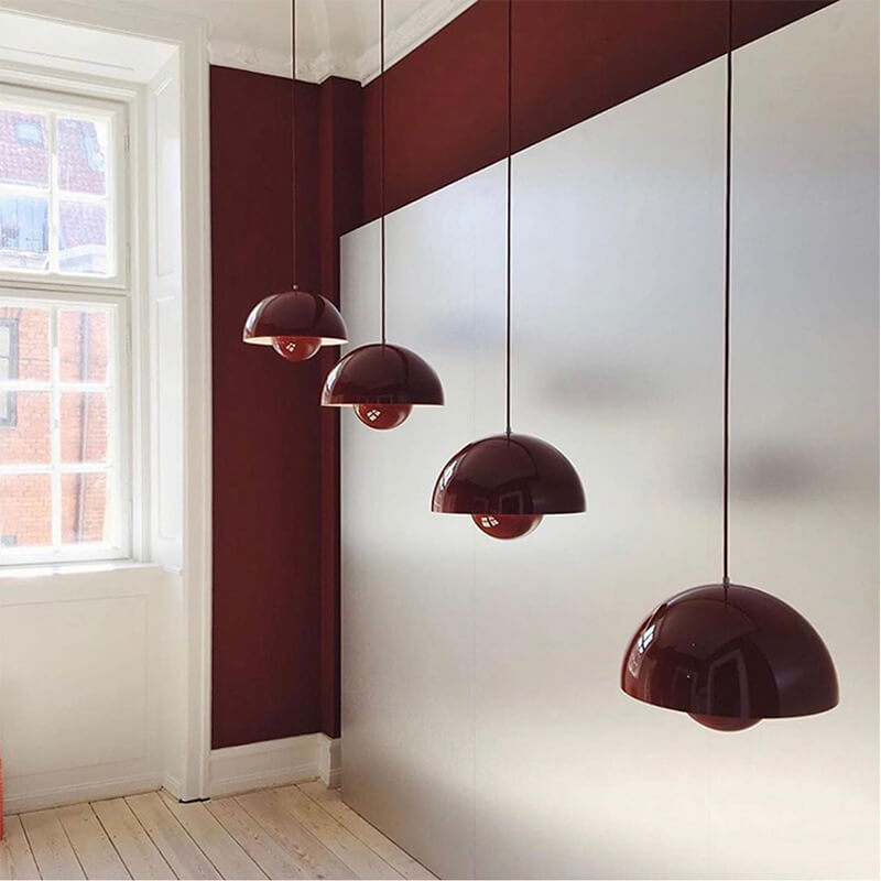 Nordycka lampa wisząca w kształcie kopuły - minimalistyczna półokrągła oprawa sufitowa