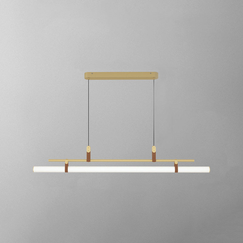 Lampada a sospensione lineare Inari, nera e oro, dimmerabile
