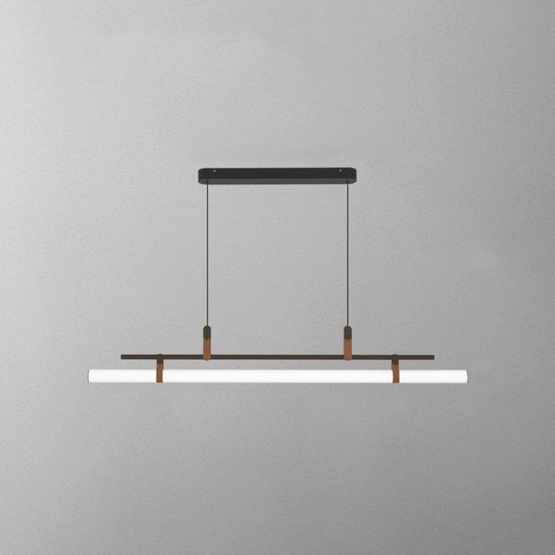 Lampada a sospensione lineare Inari, nera e oro, dimmerabile
