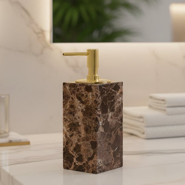 Aurea Bathroom Accessory Set — Hand-Finished Dark Marble Accents