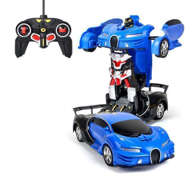 Remote Control Transforming Robot Car LED Lights And Spinning Wheels