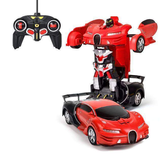 Remote Control Transforming Robot Car LED Lights And Spinning Wheels