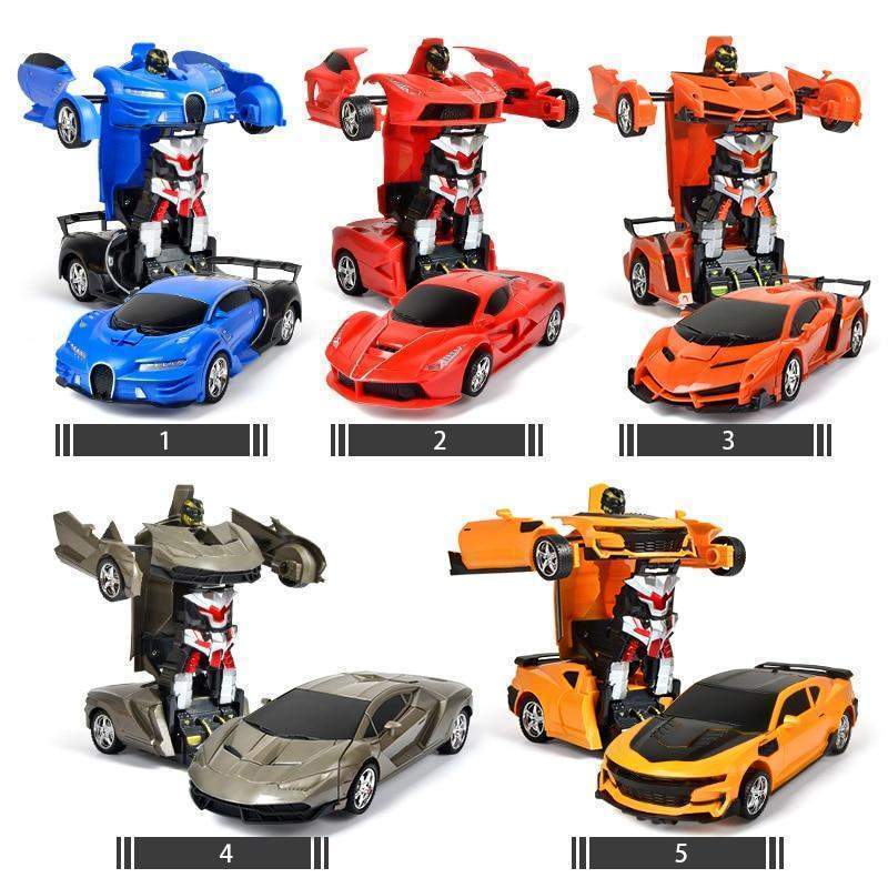Remote Control Transforming Robot Car LED Lights And Spinning Wheels