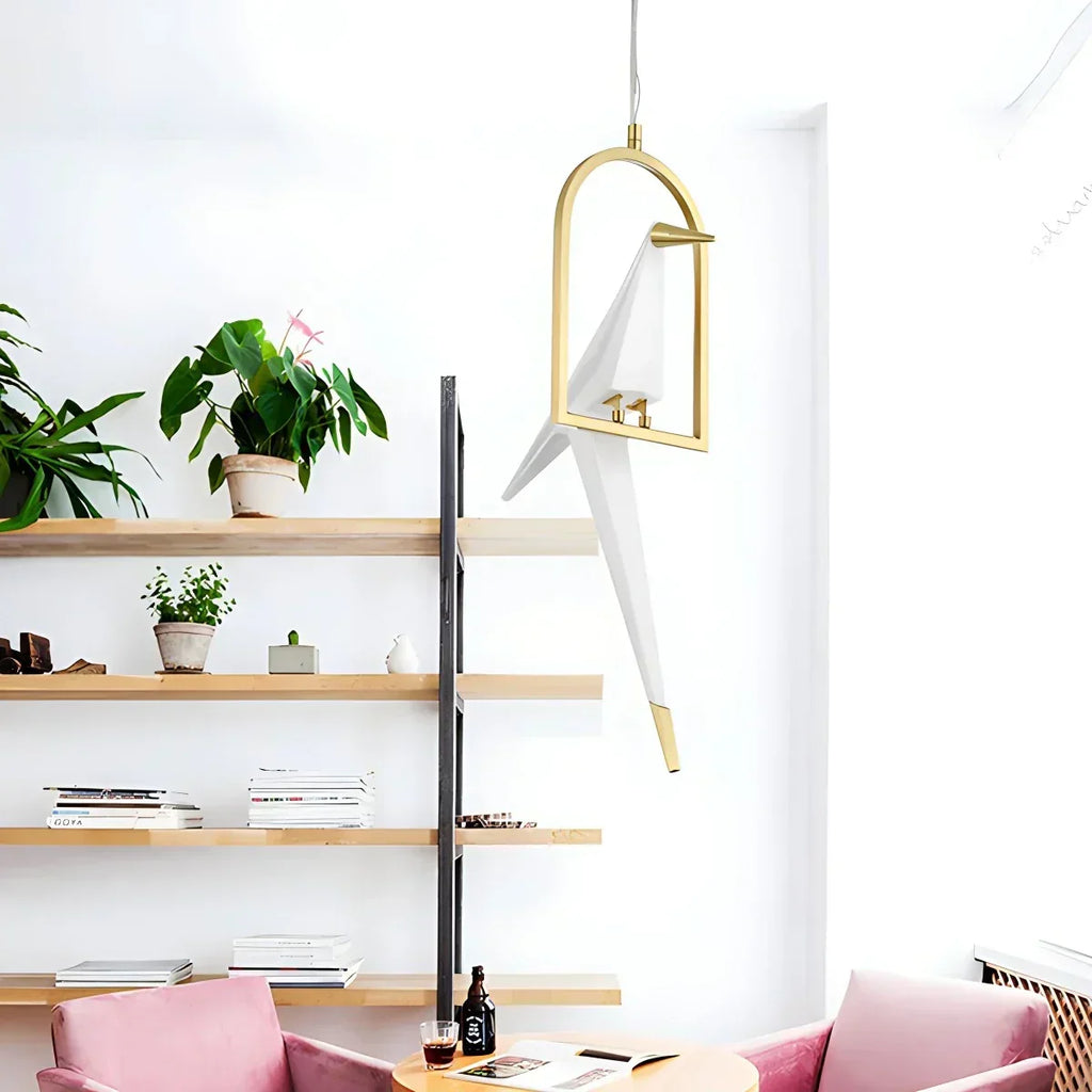 Origami Paper Crane Chandelier With Sculptural Hanging Forms