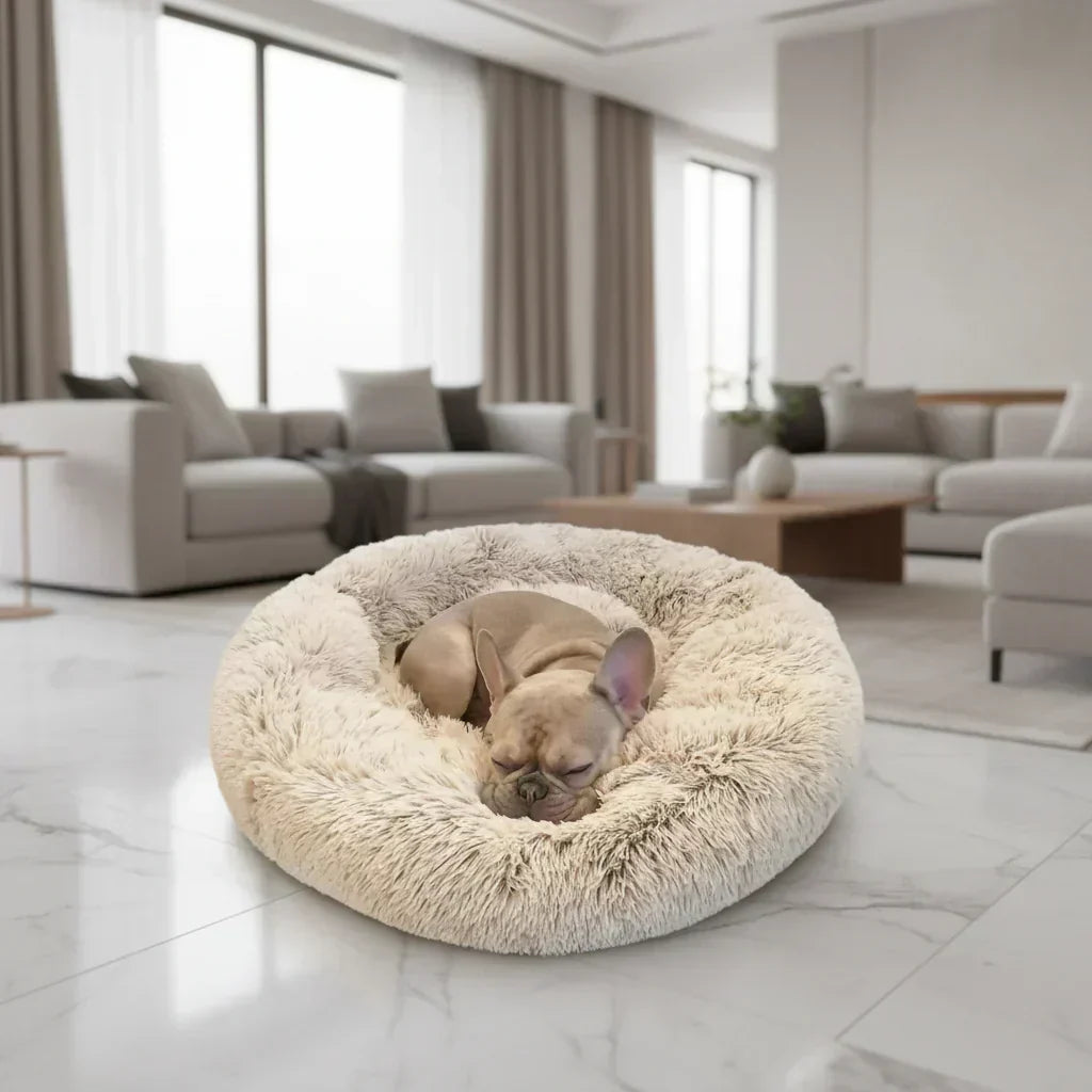Calming Dog Bed With Plush Cushioning And Thick Bolster Edges