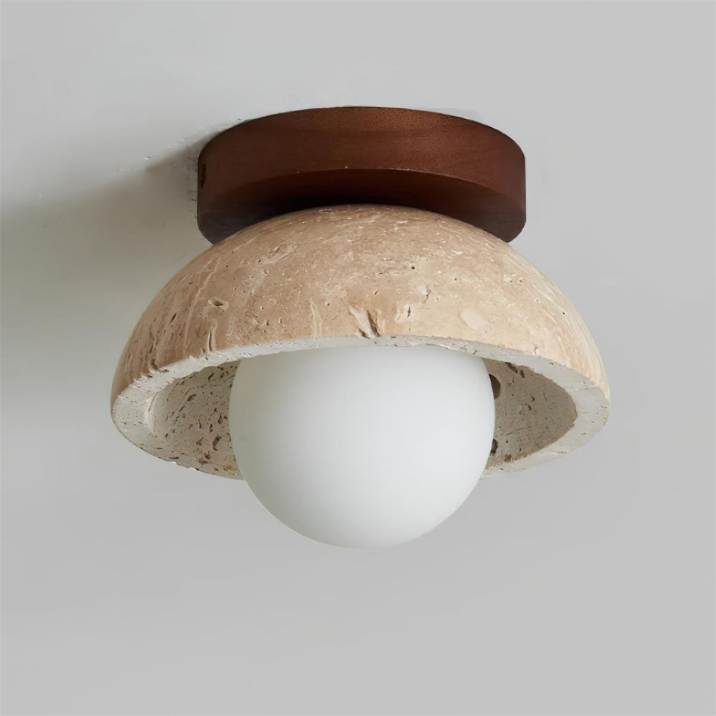 Moderne kompakt loftslampe med raffineret form og blødt varmt skær