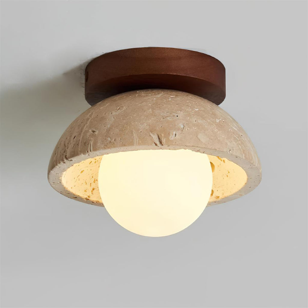 Moderne kompakt loftslampe med raffineret form og blødt varmt skær