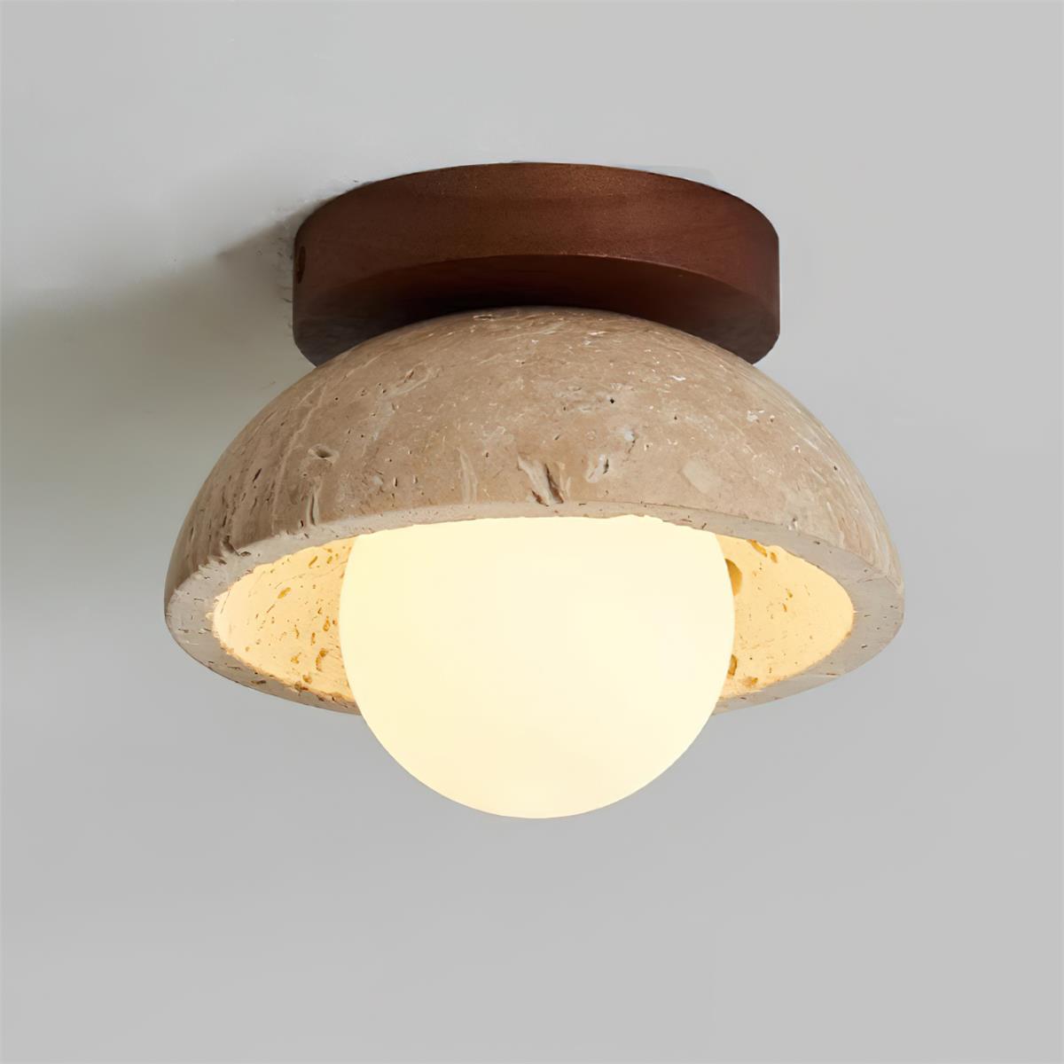 Moderne kompakt loftslampe med raffineret form og blødt varmt skær