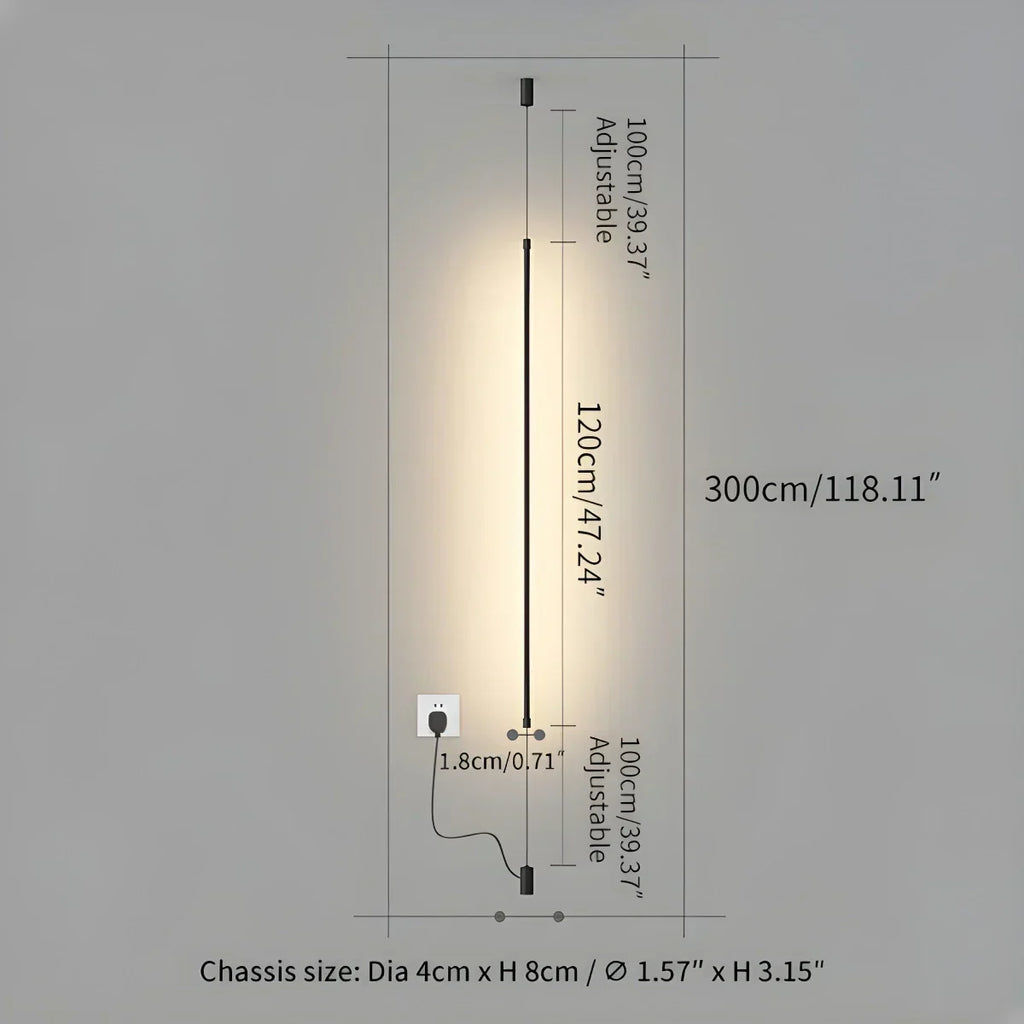 Lampada LED lineare alta, illuminazione indiretta dal pavimento al soffitto