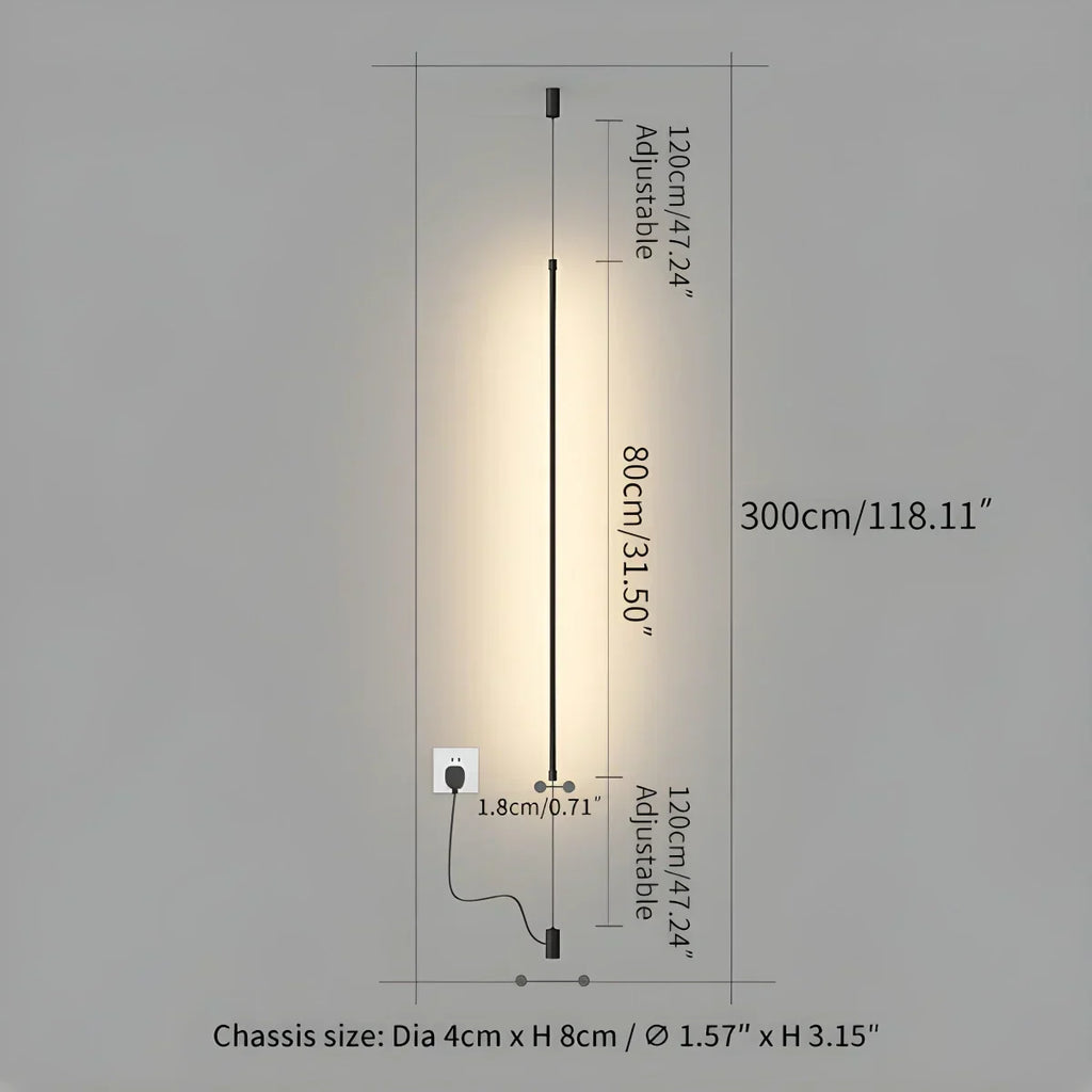 Lampada LED lineare alta, illuminazione indiretta dal pavimento al soffitto