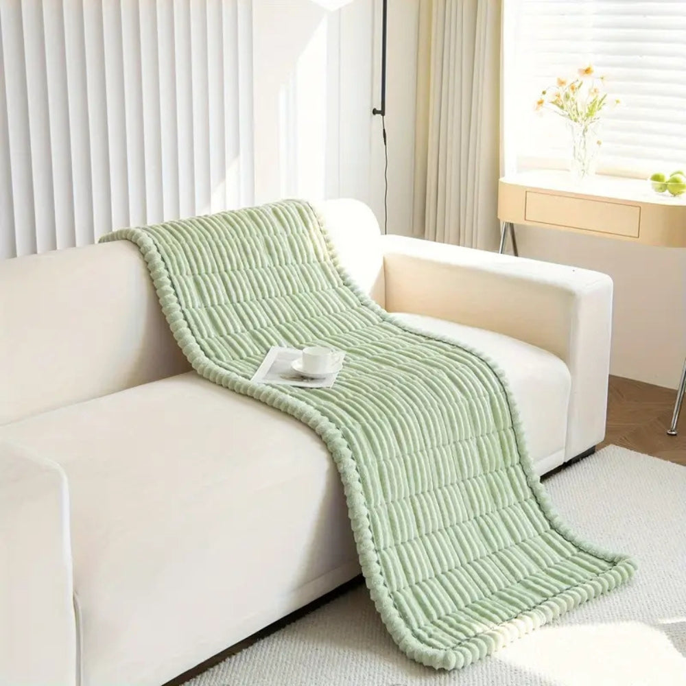 Plush Sofa Cover — Elegant Pleated Edges, Elastic Secured Fit
