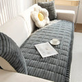 Plush Sofa Cover — Elegant Pleated Edges, Elastic Secured Fit