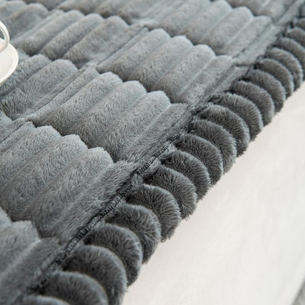 Plush Sofa Cover — Elegant Pleated Edges, Elastic Secured Fit