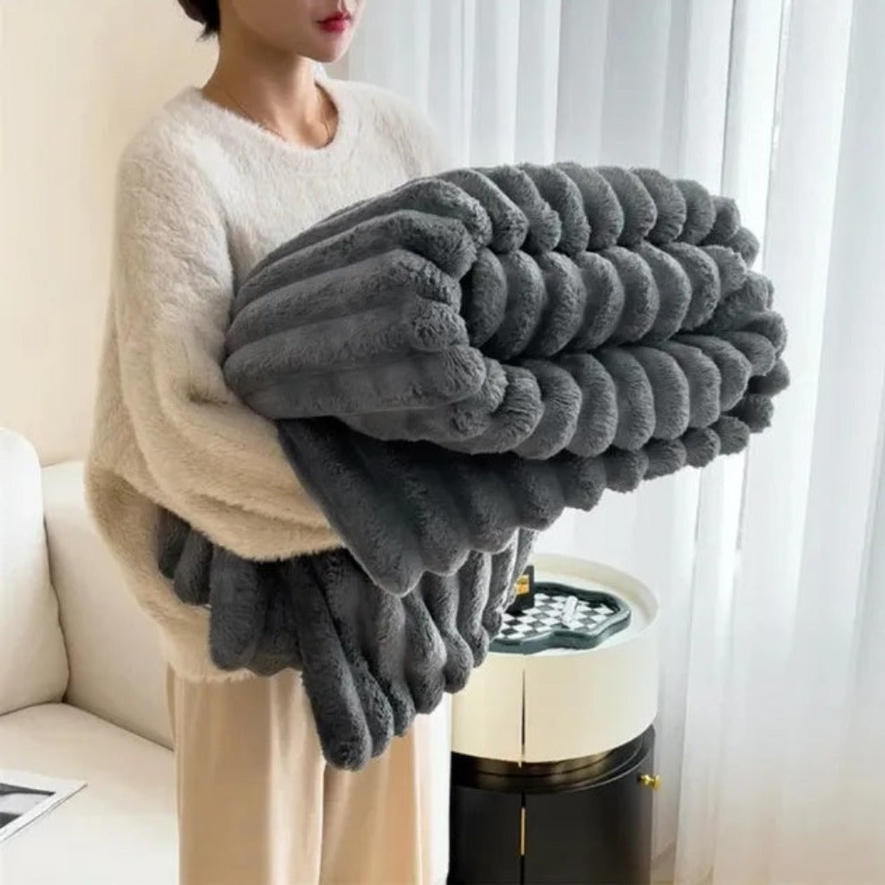 Manta de sofá elevada con canalé - textura suave y afelpada, ideal para todas las estaciones