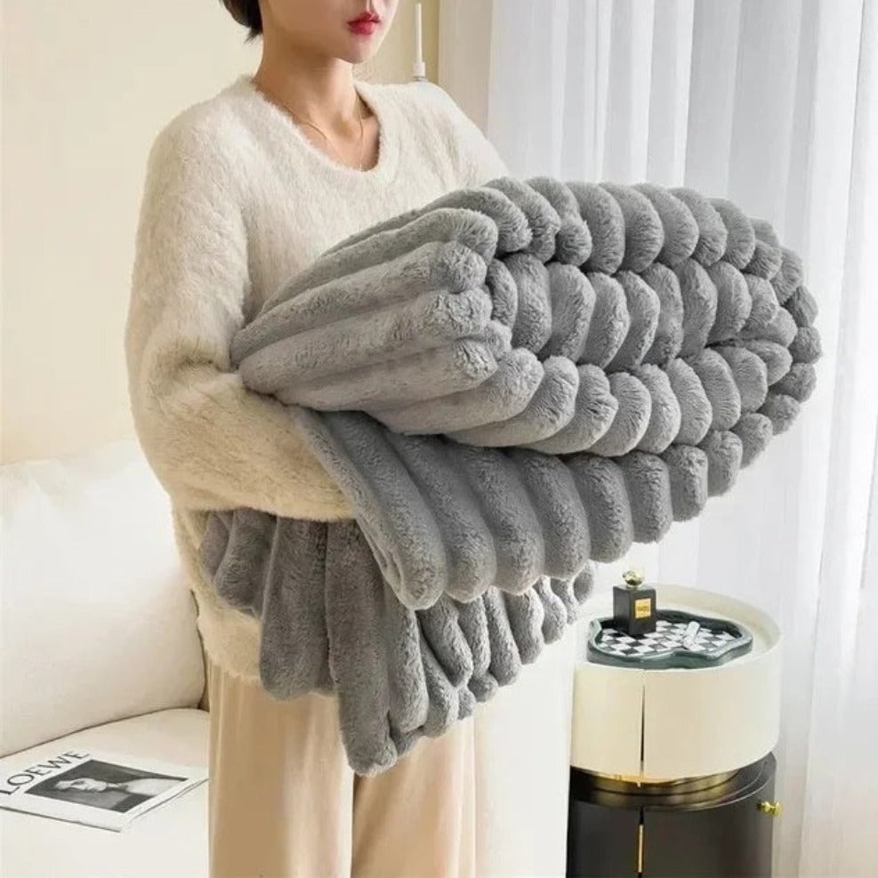 Manta de sofá elevada con canalé - textura suave y afelpada, ideal para todas las estaciones