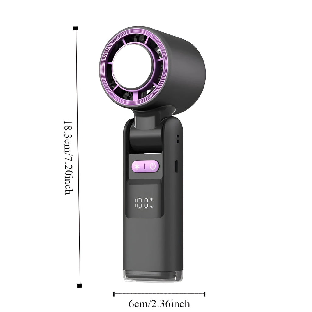 Rechargeable Portable Handheld Fan — Clear Digital Display