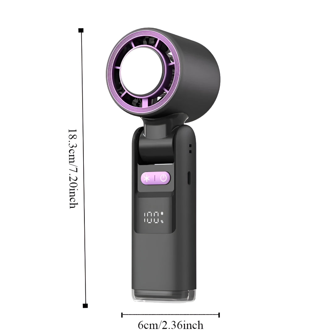 Rechargeable Portable Handheld Fan — Clear Digital Display