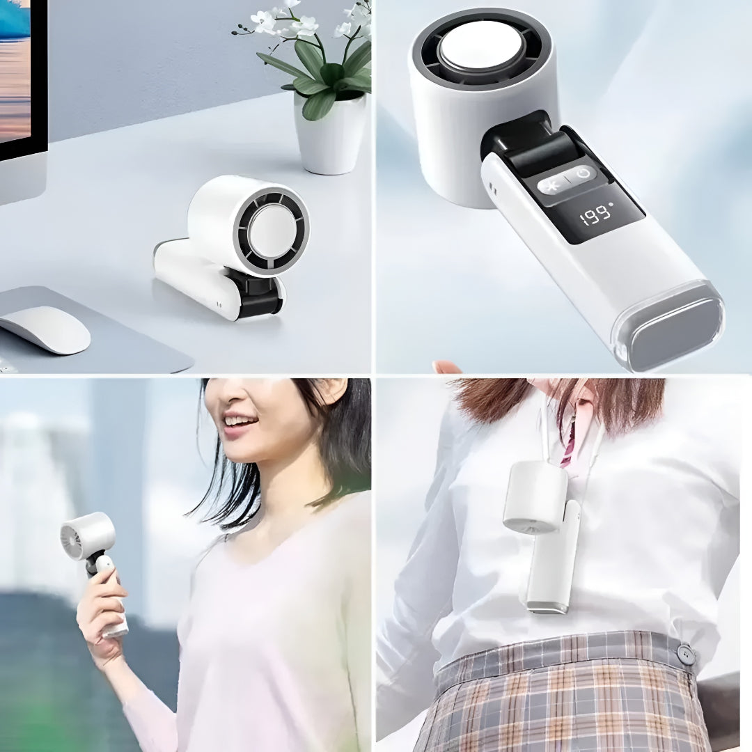 Rechargeable Portable Handheld Fan — Clear Digital Display